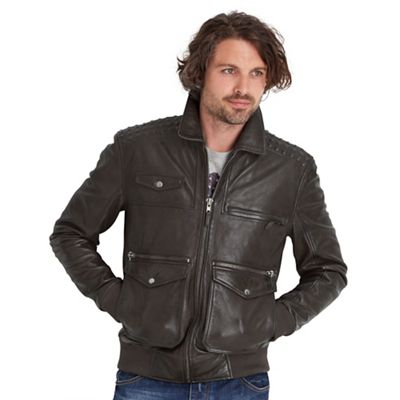 Joe Browns Dark grey in the detail leather jacket